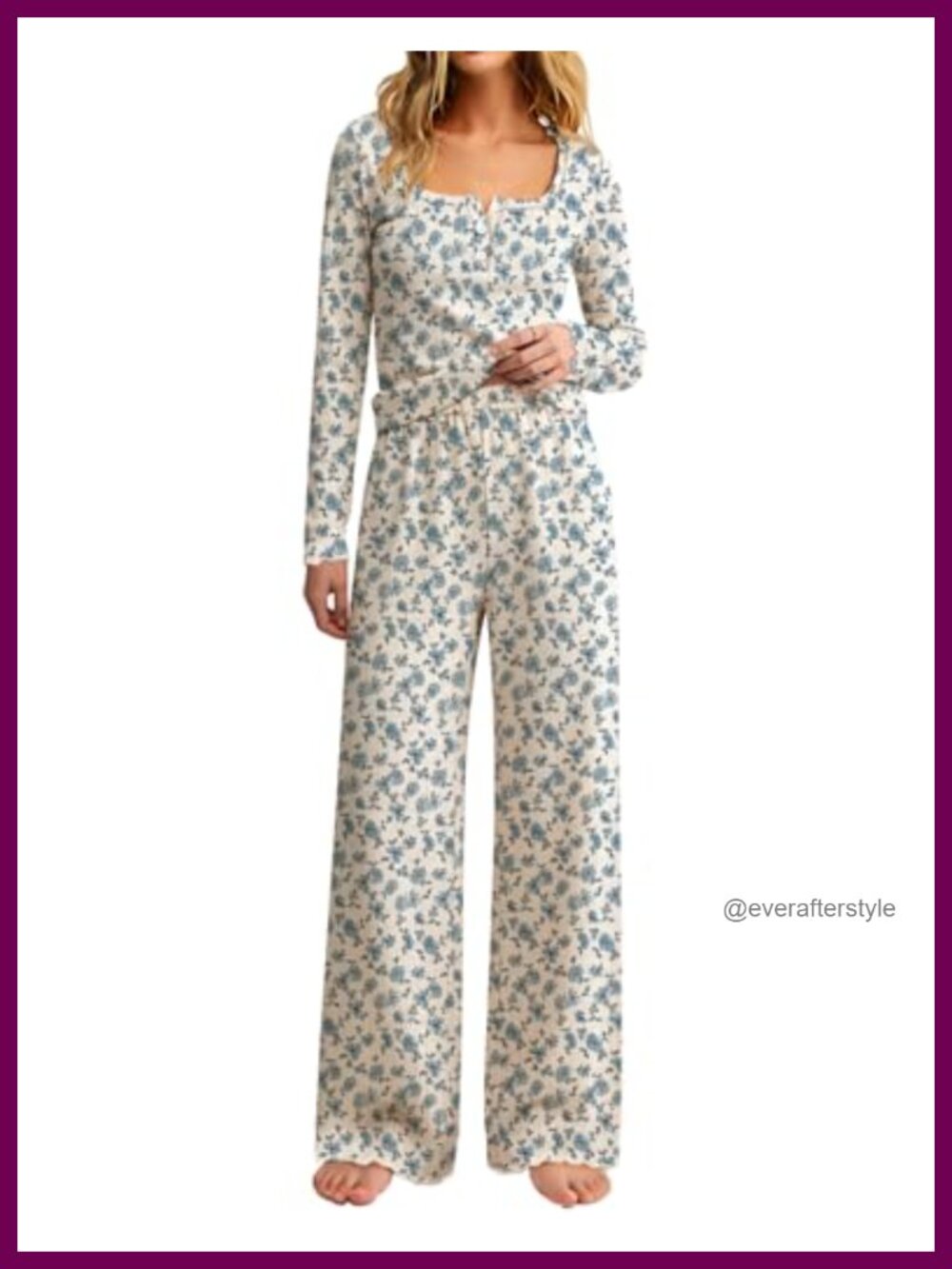 Women's Long Sleeve Button Down Pajama Set 2 Piece Soft Sleepwear Lounge